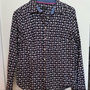 Talbots long sleeve button up with swans